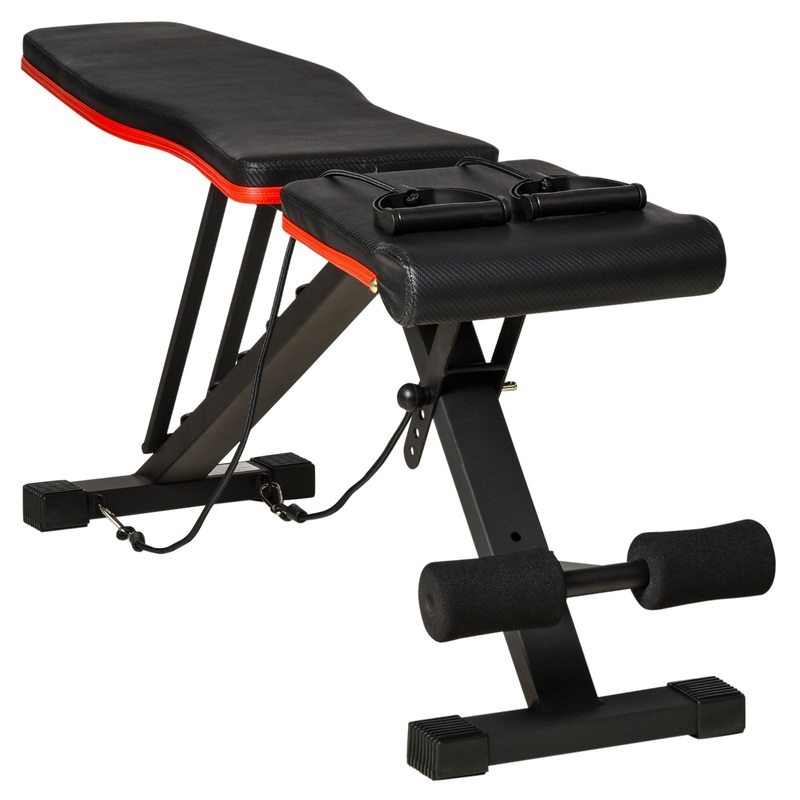 Adjustable Workout Bench, Foldable, Leg Extension, Preacher Pad, 264LBS, Black and Red