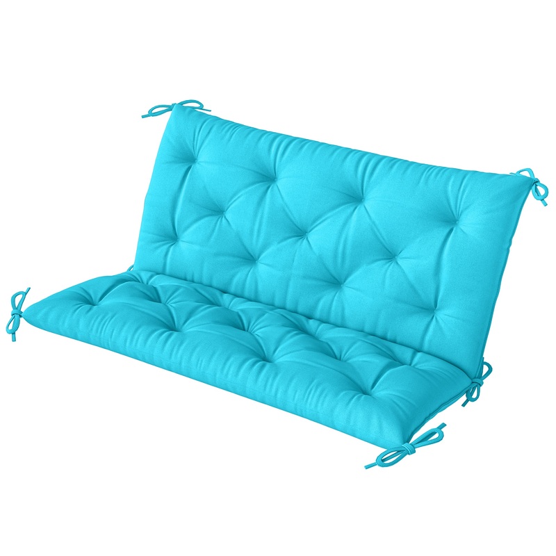Garden Bench Cushion with Backrest, 2 Seater Thick Pad, Turquoise
