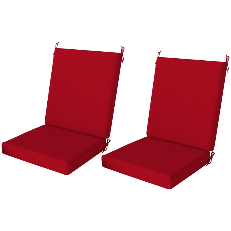 Outdoor Cushions Set of 2, Dining Chair Seat Cushions with Back, Fade-Resistant, Wine Red