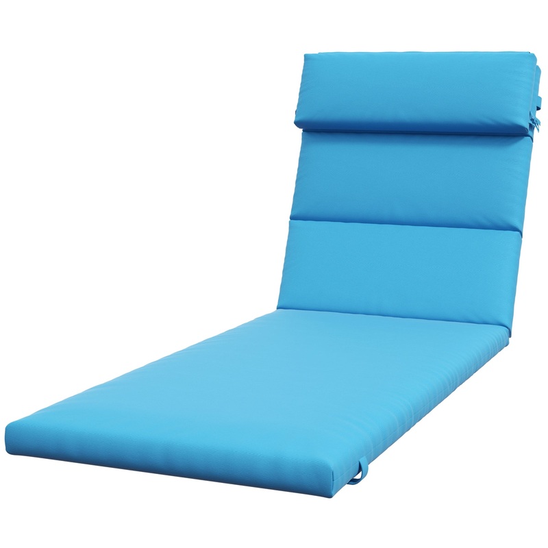 Patio Chaise Lounge Cushion, Sun Lounger Pad with Headrest, Turquoise