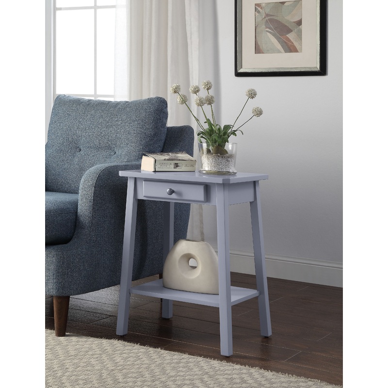 Kaife – Accent Table With Display And Utility Function – Gray