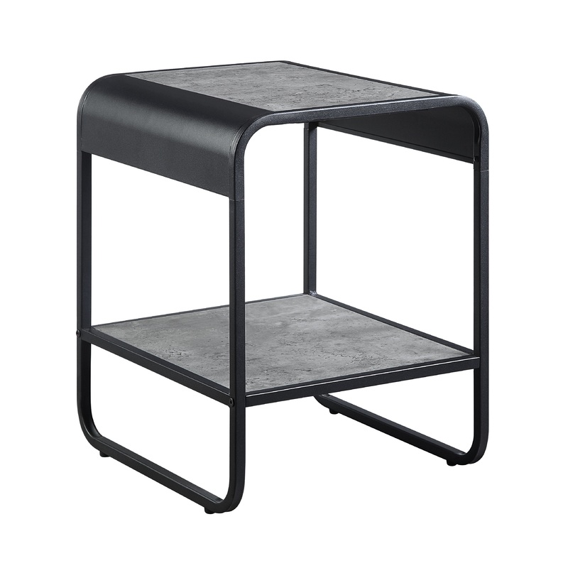 Raziela – End Table – Concrete Gray / Black