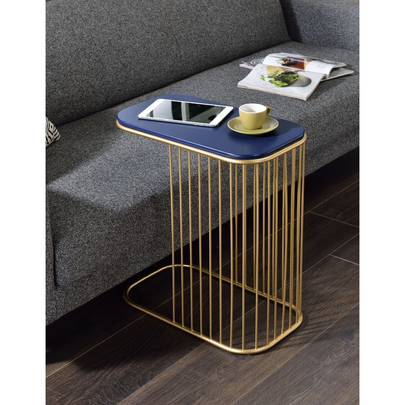Aviena – Display & Utility Functioned Accent Table – Blue / Gold