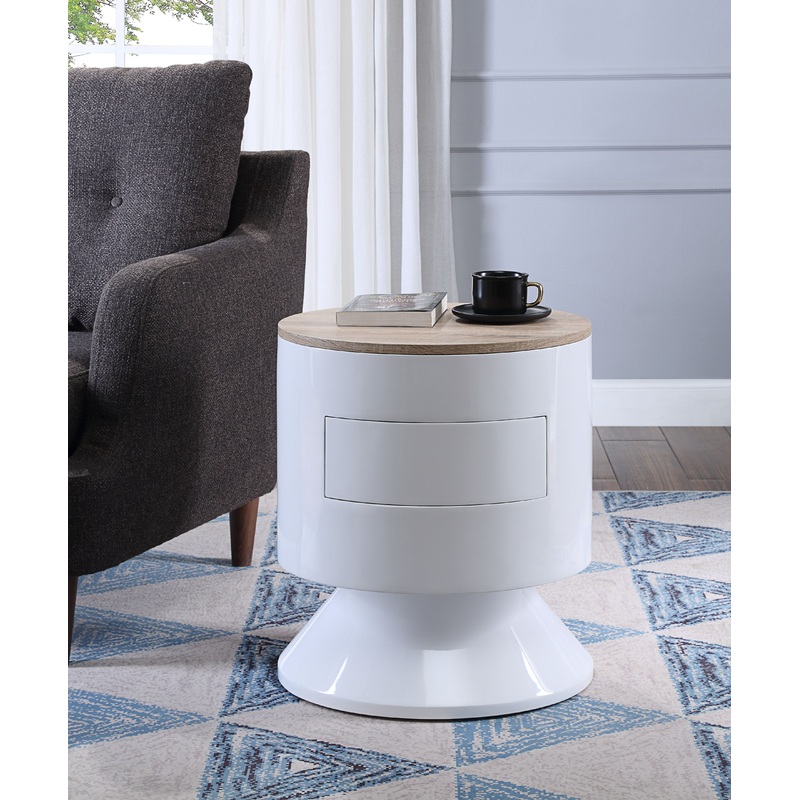 Otith – Accent Table With Display And Utility Function – White