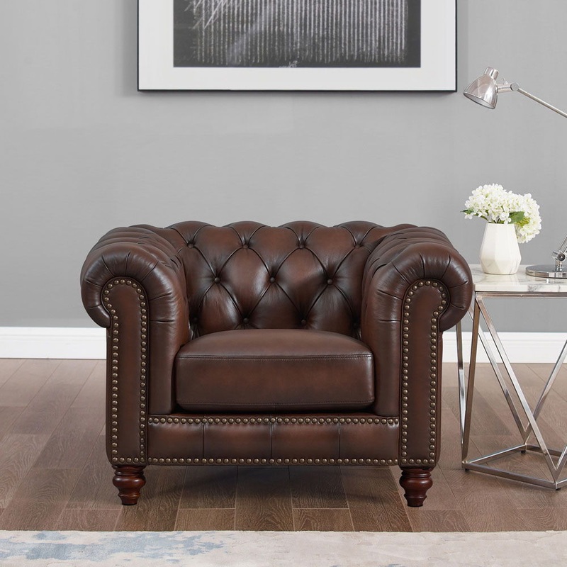Alton Bay-Top Grain Leather Chair – Brown