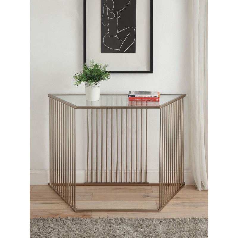 Oaklie – Clear Glass Top Sofa Table – Champagne