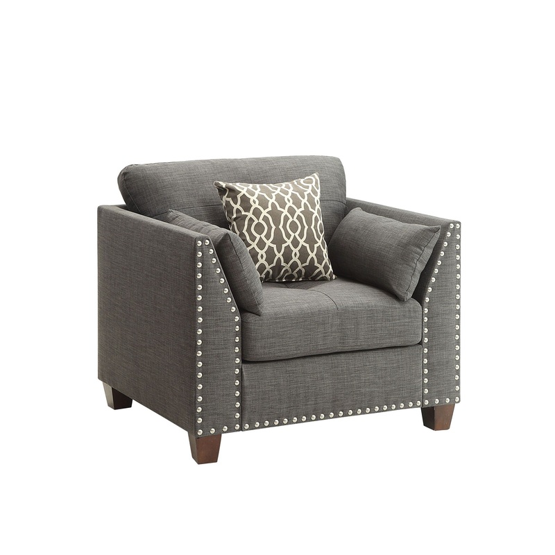 Laurissa – Chair With 3 Pillows – Light Charcoal