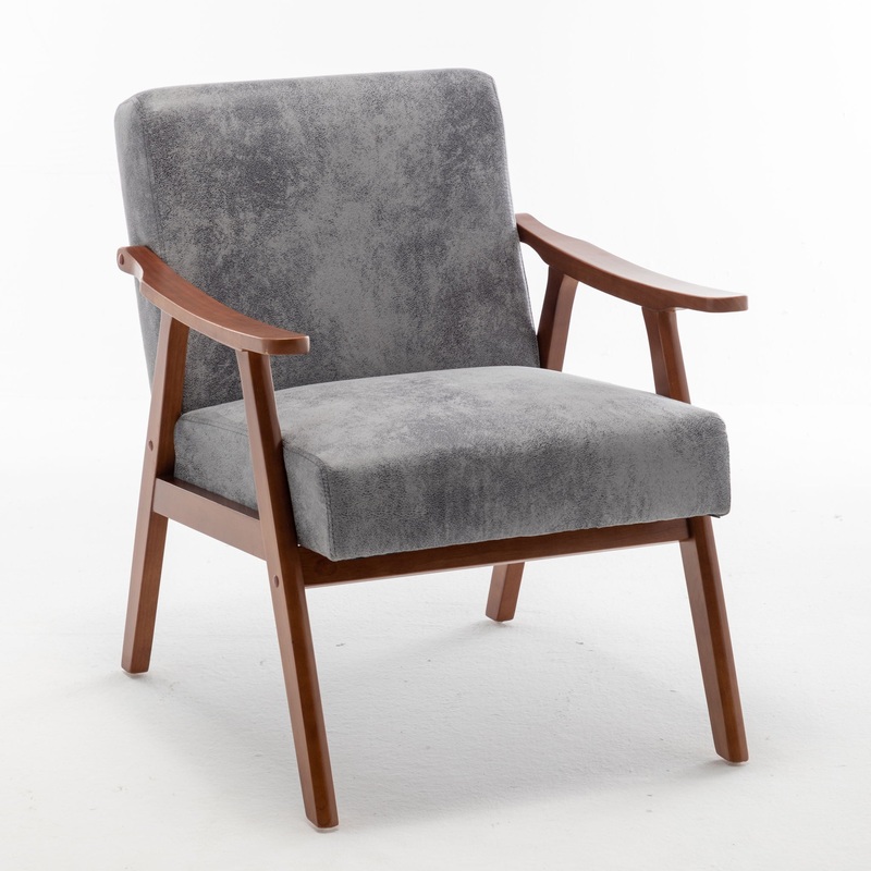 Accent Chair, Classic Mid Century Modern For Extra Seating – Gray