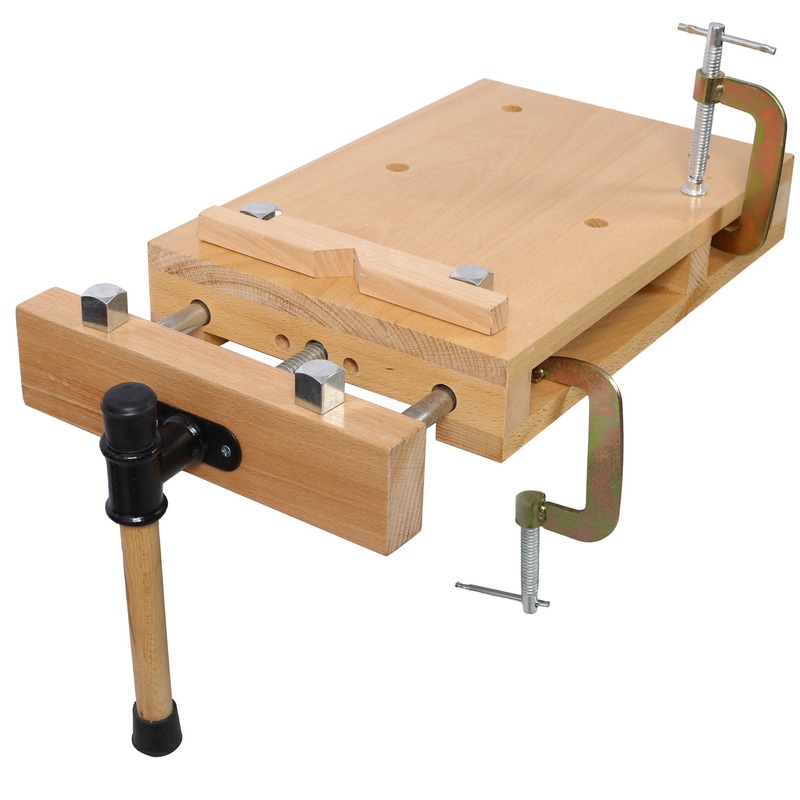 Portable Hard Wood Workbench With Quick Release Handle And G Type Fixing Clips For Woodworking – Natural