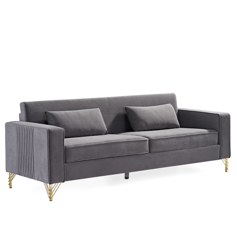 Aesthetic Sofas For Living Room, 3 Seater Couch With Classic Modern Appeal And Luxurious Soft Comfort – Gray