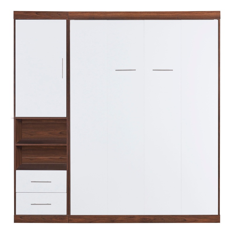 Full Size Murphy Wall Bed With Cabinet – White