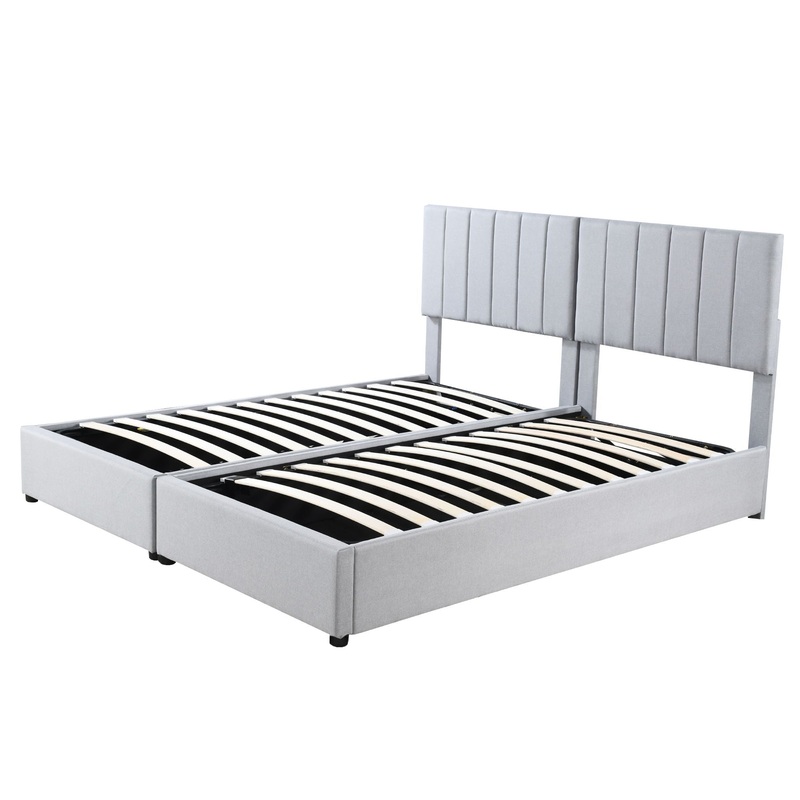 King Size Upholstered Platform Bed With A Hydraulic Storage System – Gray