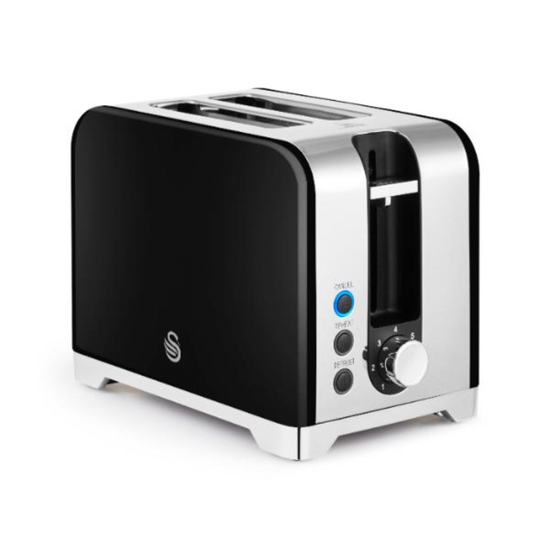 Swan Solace 2 Slice Stainless Steel Toaster Black