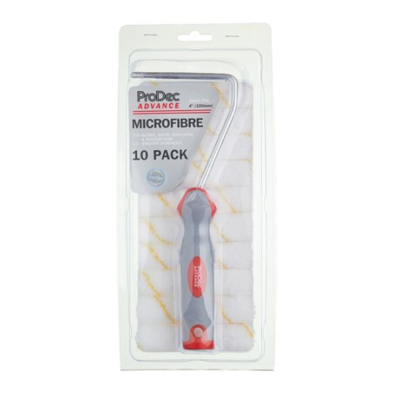 10 Pack 4Short Pile Microfibre Mini Roller+Frame