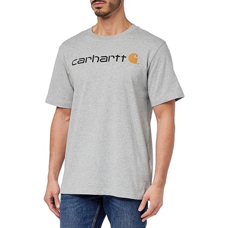 Carhartt Relaxed Fit Heavyweight Short-Sleeve Logo Graphic T-Shirt Heather Grey