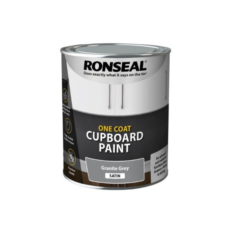 Ronseal One Coat Cupboard Melamine & Mdf Paint Granite Grey Satin