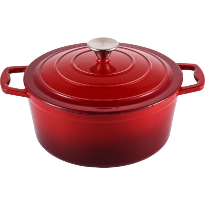 Steelex Round Cast Iron Casserole 4.7L 25cm Red