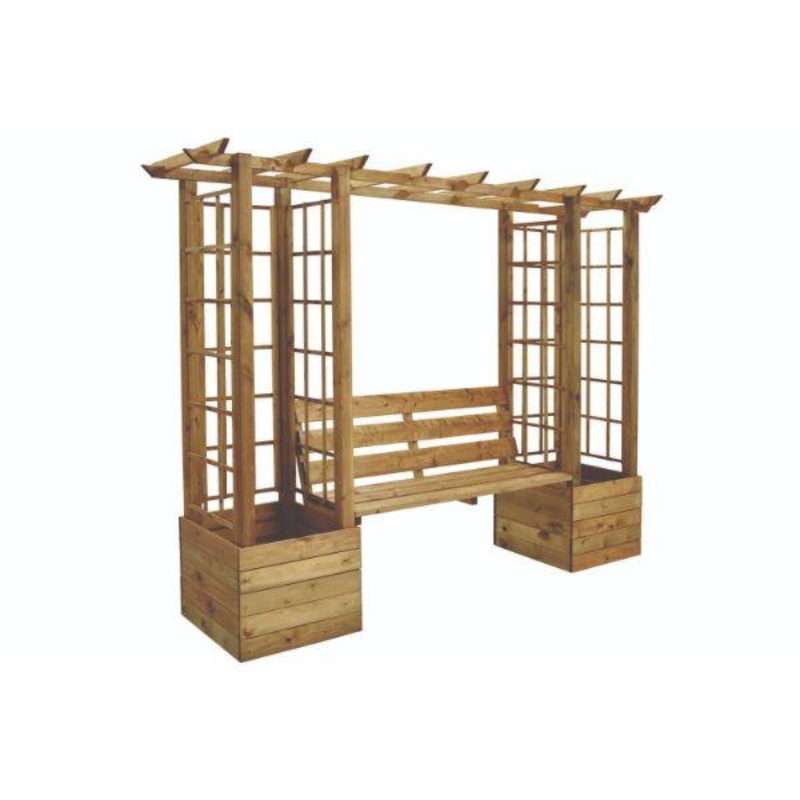 Wooden Pergola with Bench Large