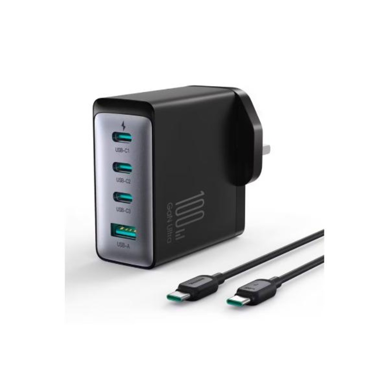 Joyroom 100W 3C+1A Fast Charger with C-C Lead Black