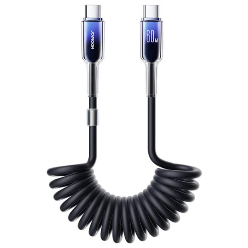Joyroom 60w Coiled Data Cable Type C to C Black